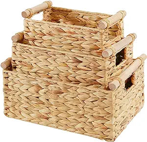 3 Wicker Storage or Decor Baskets