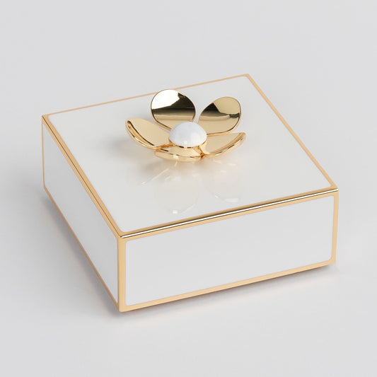 Paradise Zone - Make it Pop Floral Jewelry Box by Kate Spade - White and Gold