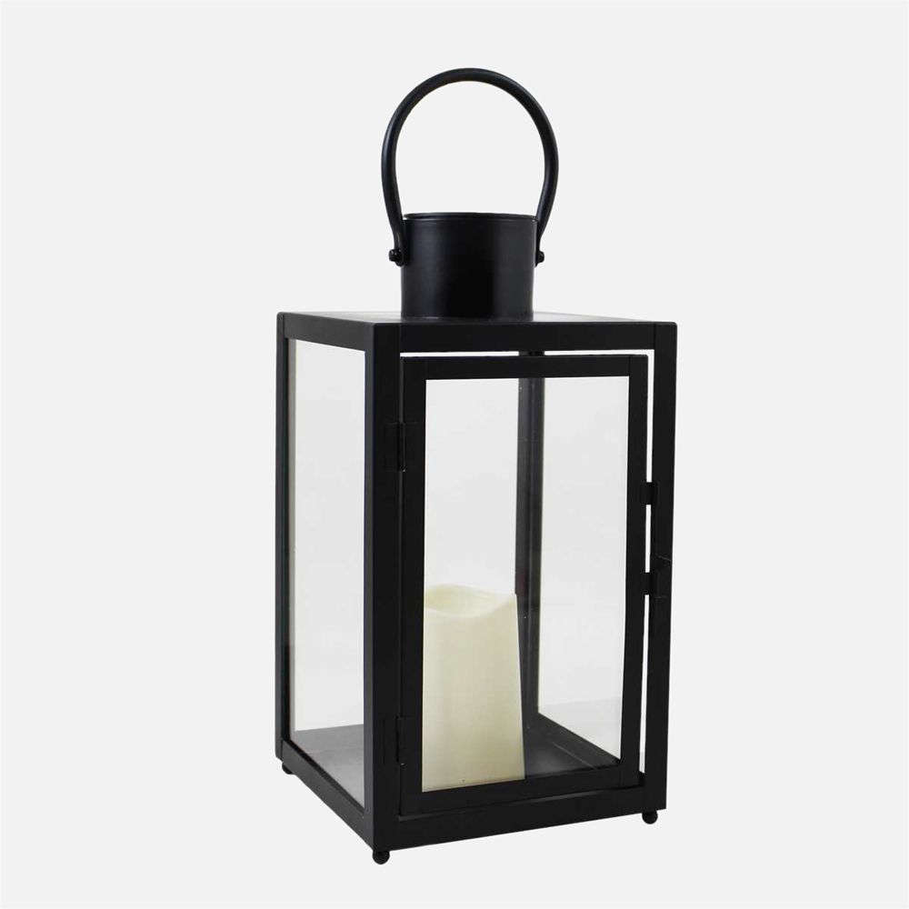 Paradise Zone - Black Lantern with LED Candle