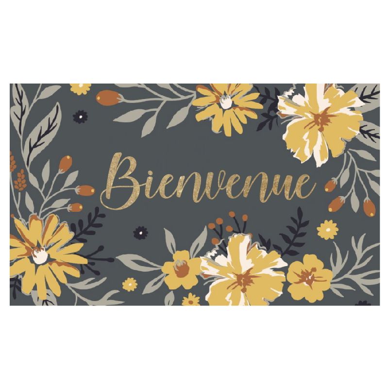 Paradise Zone - Bienvenue Yellow Flowers Coir Mat