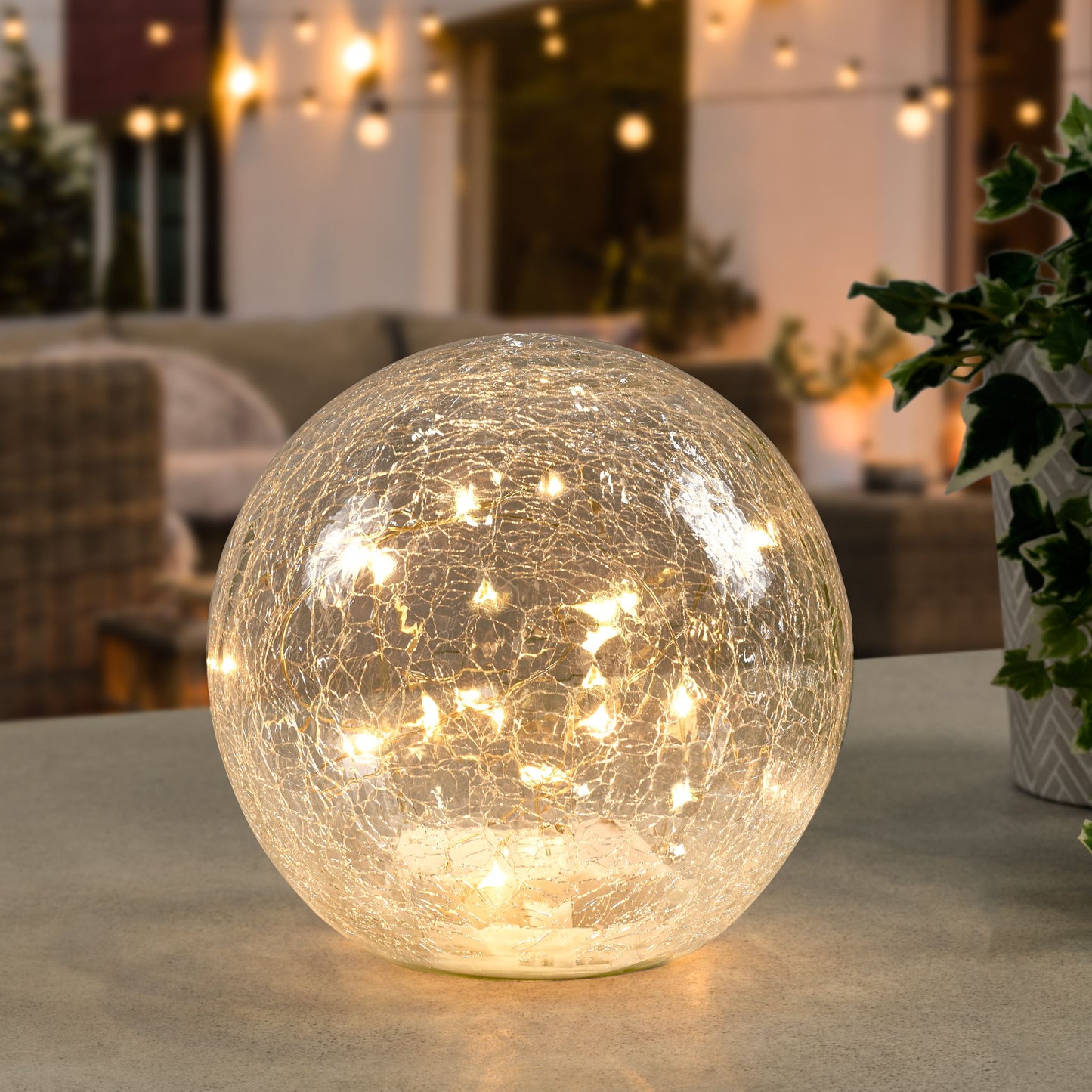 Paradise Zone - Crackled Glass Sphere with LED Light